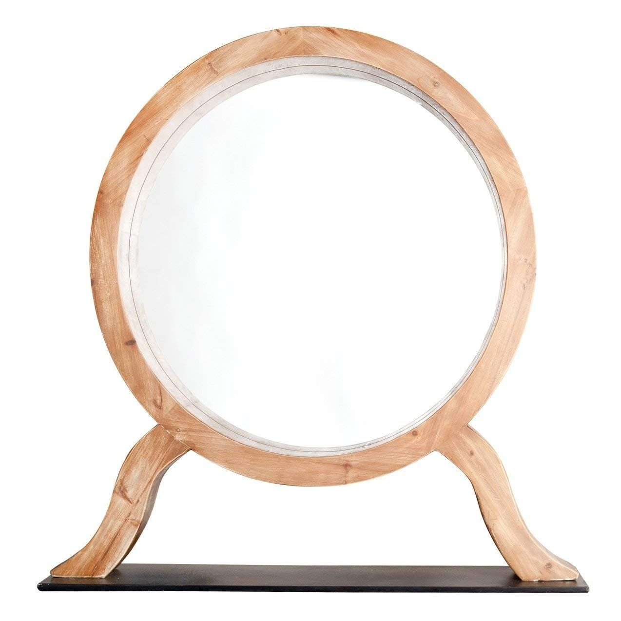 Overstock Alden Dã©Cor Round Wood Table Mirror On Stand - Brown/Black in