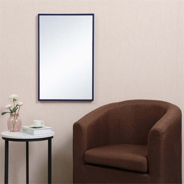Pemberly Row 18" X 28" Modern Metal Rectangle Frame Mirror In Blue ... intended for Decoding Mid-Century Modern Why the Pemberly Row Mirror Remains a Design Favorite