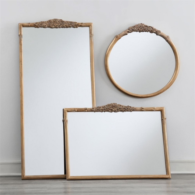 Pemberly Row Glass French Provincial Rectangular Floor Mirror In ... with regard to