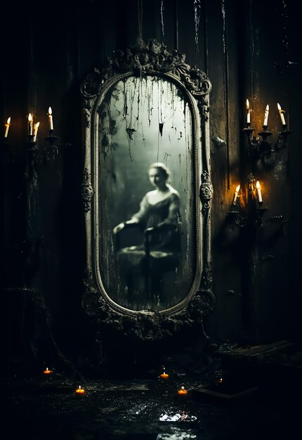 Premium Ai Image | Spelled Horror Vintage Classic Mirror Haunted Mirror ... inside Reflecting Montana's Spirit The Bozeman Oval Mirror Story