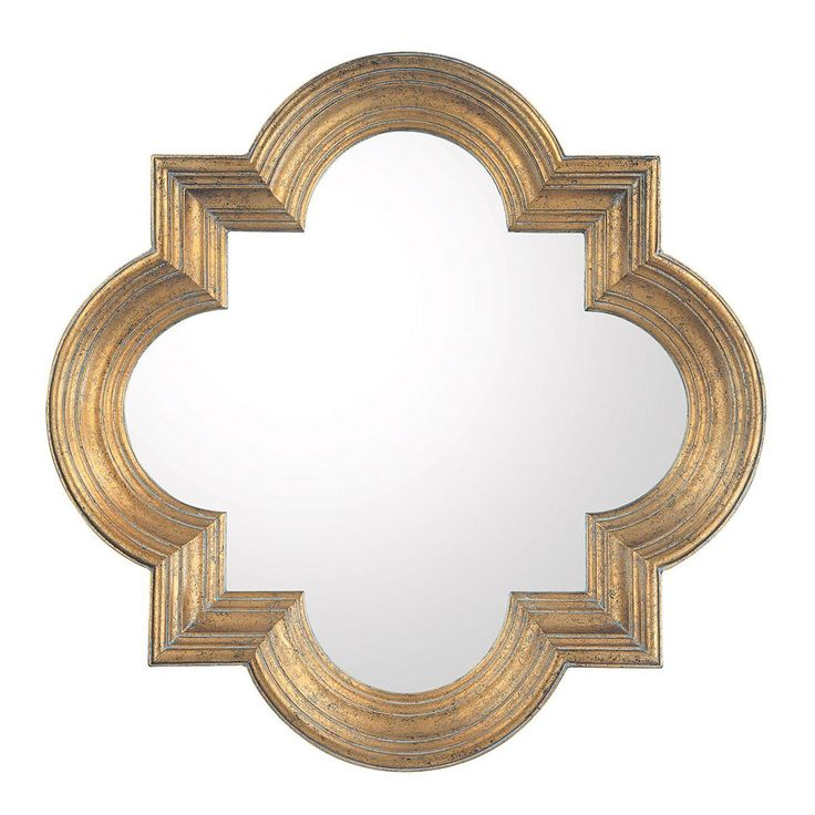 Quatrefoil Mirror Available In 2 Colors: Gold, Aged Silver with regard to Benzara Bm276683 33" Wood Wall Mirror, Elongated Quatrefoil, Gold