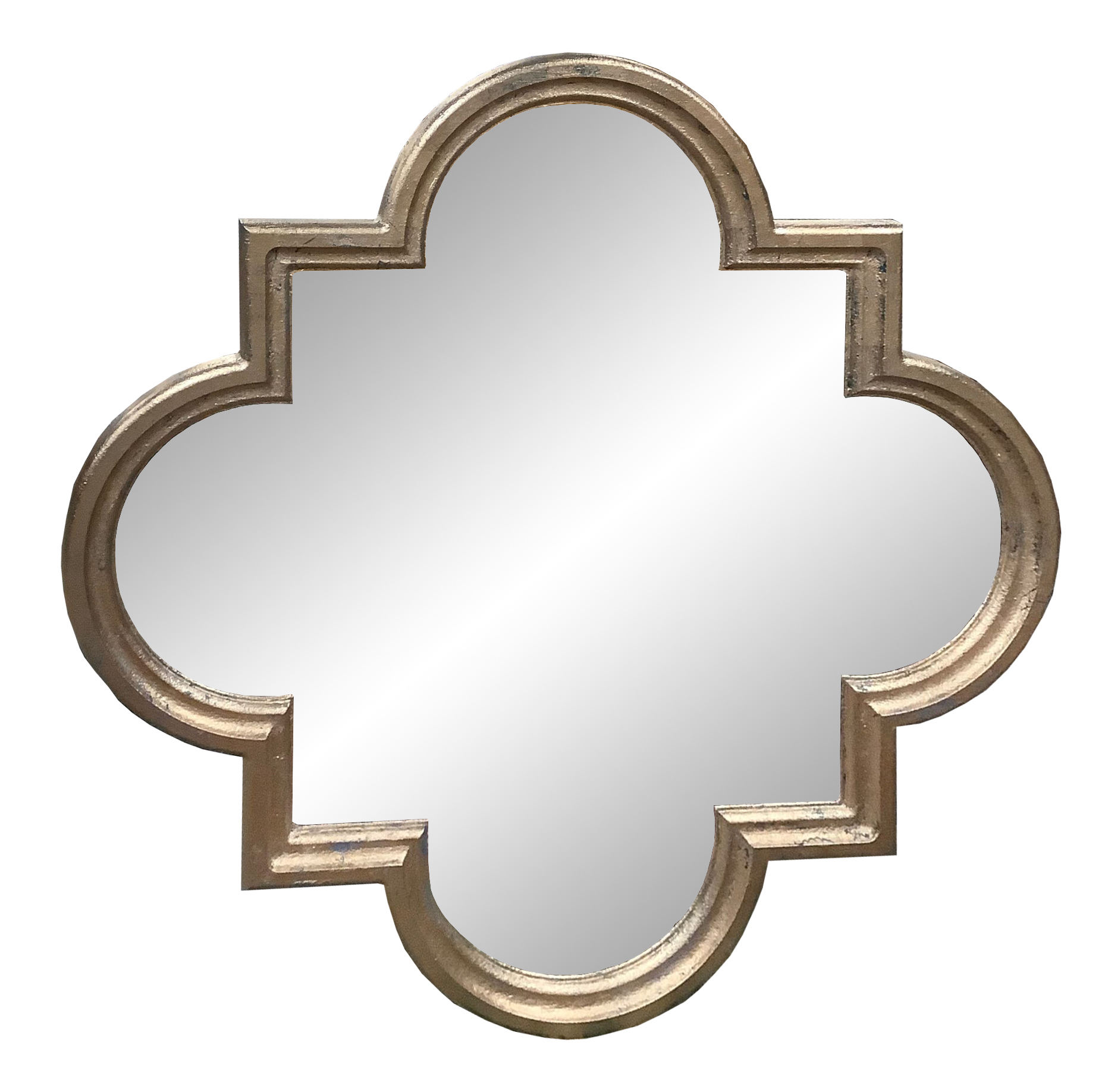 Silver Quatrefoil Mirror intended for Benzara Bm276683 33" Wood Wall Mirror, Elongated Quatrefoil, Gold