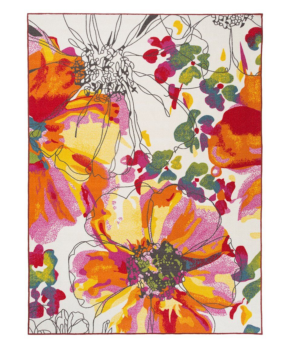 Take A Look At This Orange Modern Bright Flowers Rug Today! | Floral ... with
