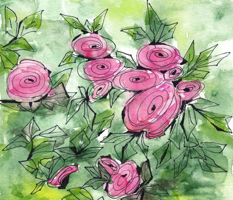 Watercolor Painting Of Floral Design Stock Illustration - Illustration ... inside The History and Evolution of Painterly Floral Design