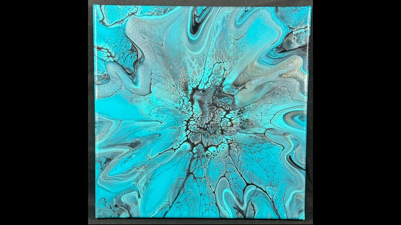 #25 Turquoise Reflections Collection, 10 X 10 Canvas Fluid Art Bloom ... within A Deep Dive into the Allure of Turquoise Bloom Large Rustic Mirrors