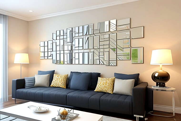 32 Mirror Wall Decoration Ideas For Living Room | Mous Syusa with regard to Reflecting Serenity How the Roseto Ice Blue Mirror Transforms Your Space