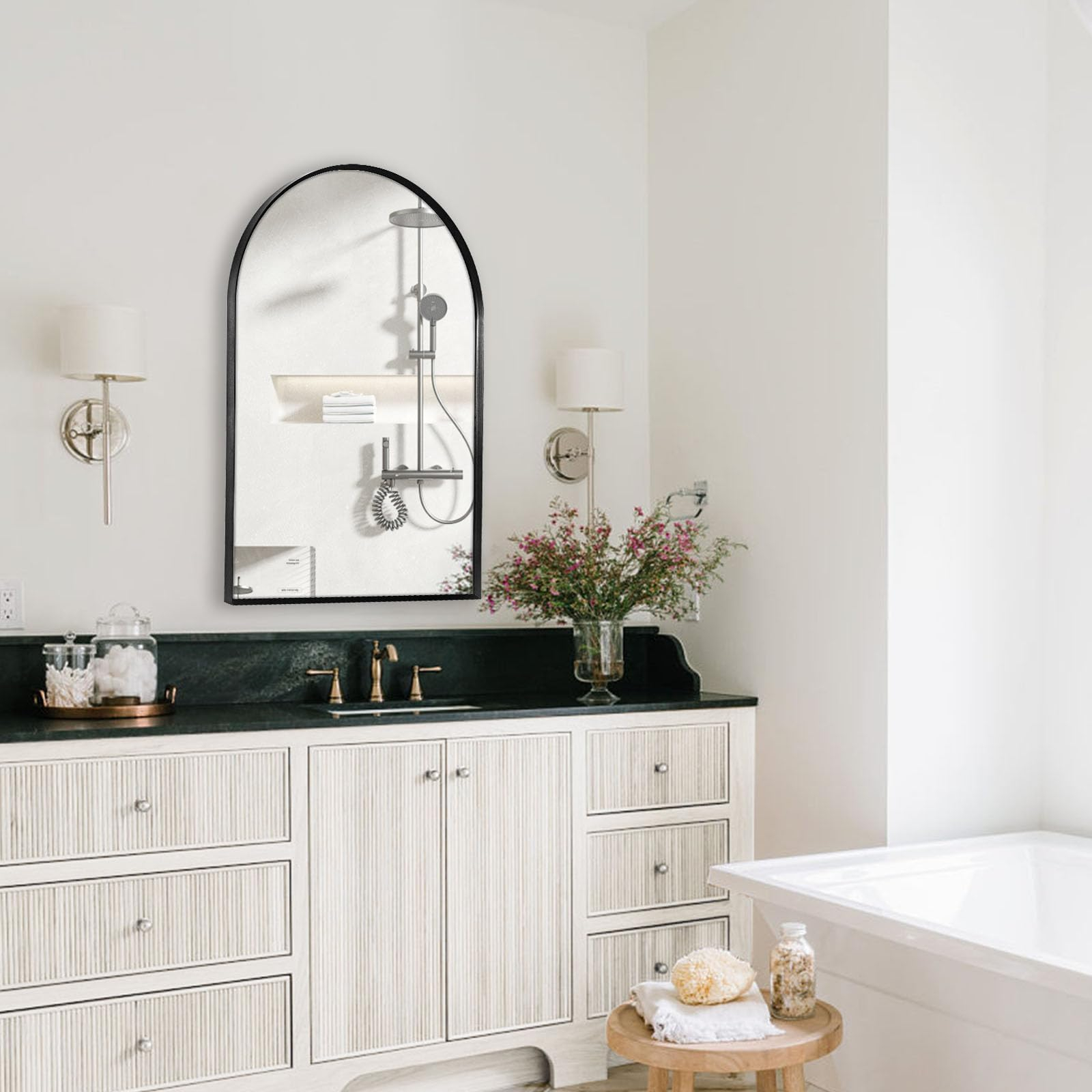 Amazon.com: Neuweaby Wall Mounted Mirror, Arched Wall Mirror For ... throughout