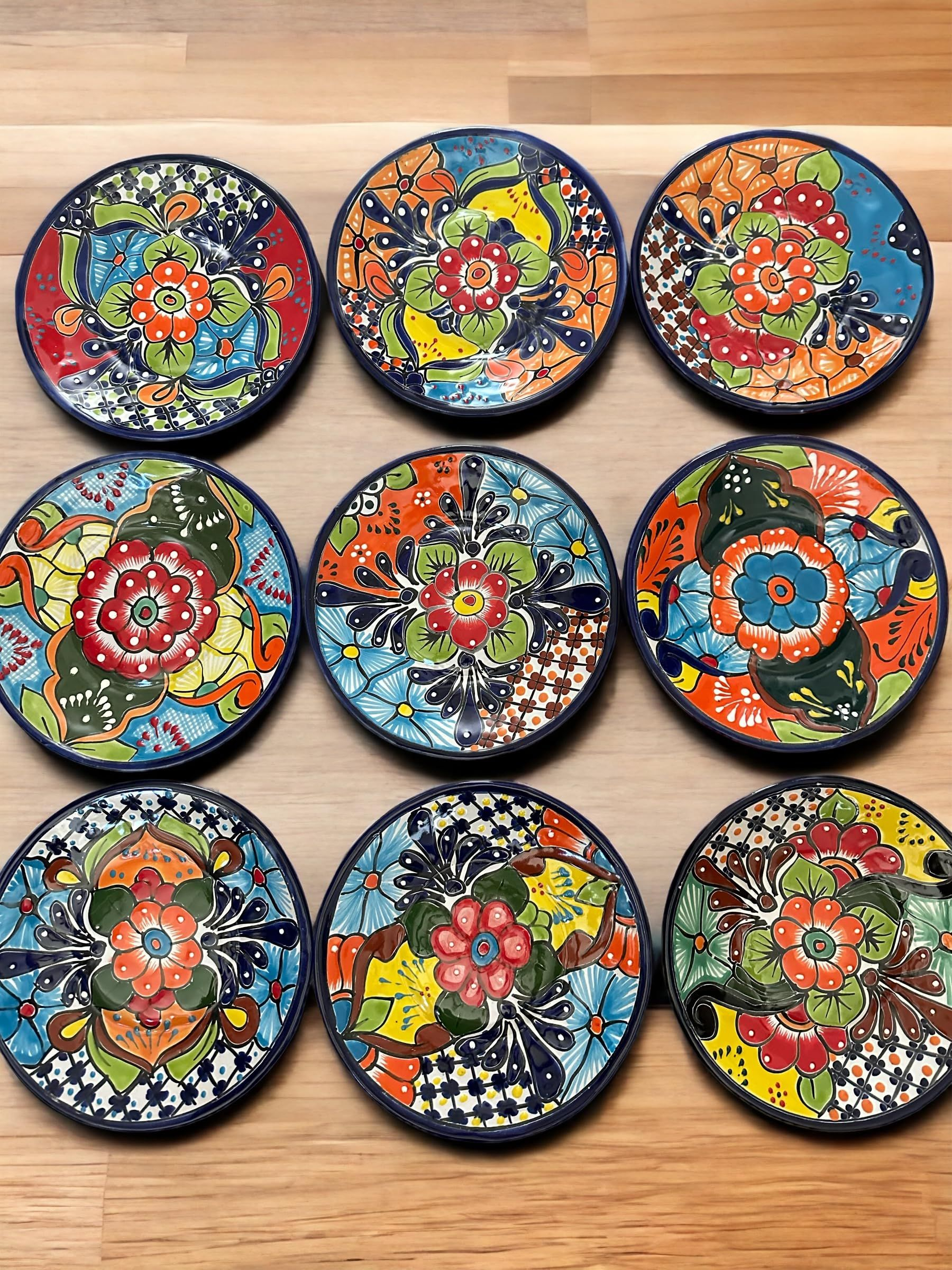 Authentic Talavera 8" Plate Set - Handmade Mexican Pottery, Vibrant ... pertaining to How Colorful Glass Art Plates Elevate Your Table Setting