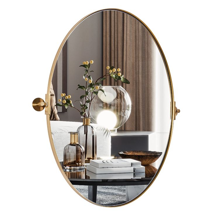 Brushed Gold Oval Mirror Tilting Pivot Oval Bathroom/Vanity Mirror ... with regard to Bringing Warmth and Character with the Floro Oval Mirror