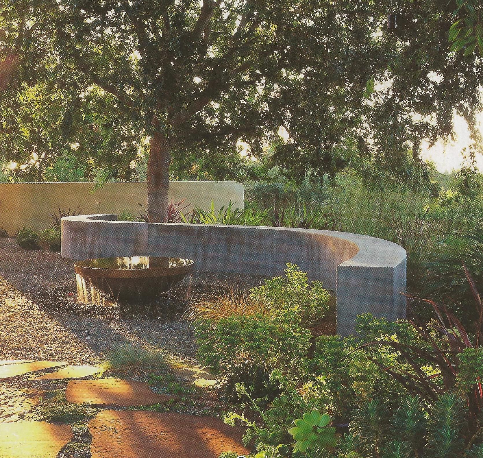 Curved Concrete Wall | Dutch Gardens, Mid Century Landscape, Yard ... regarding