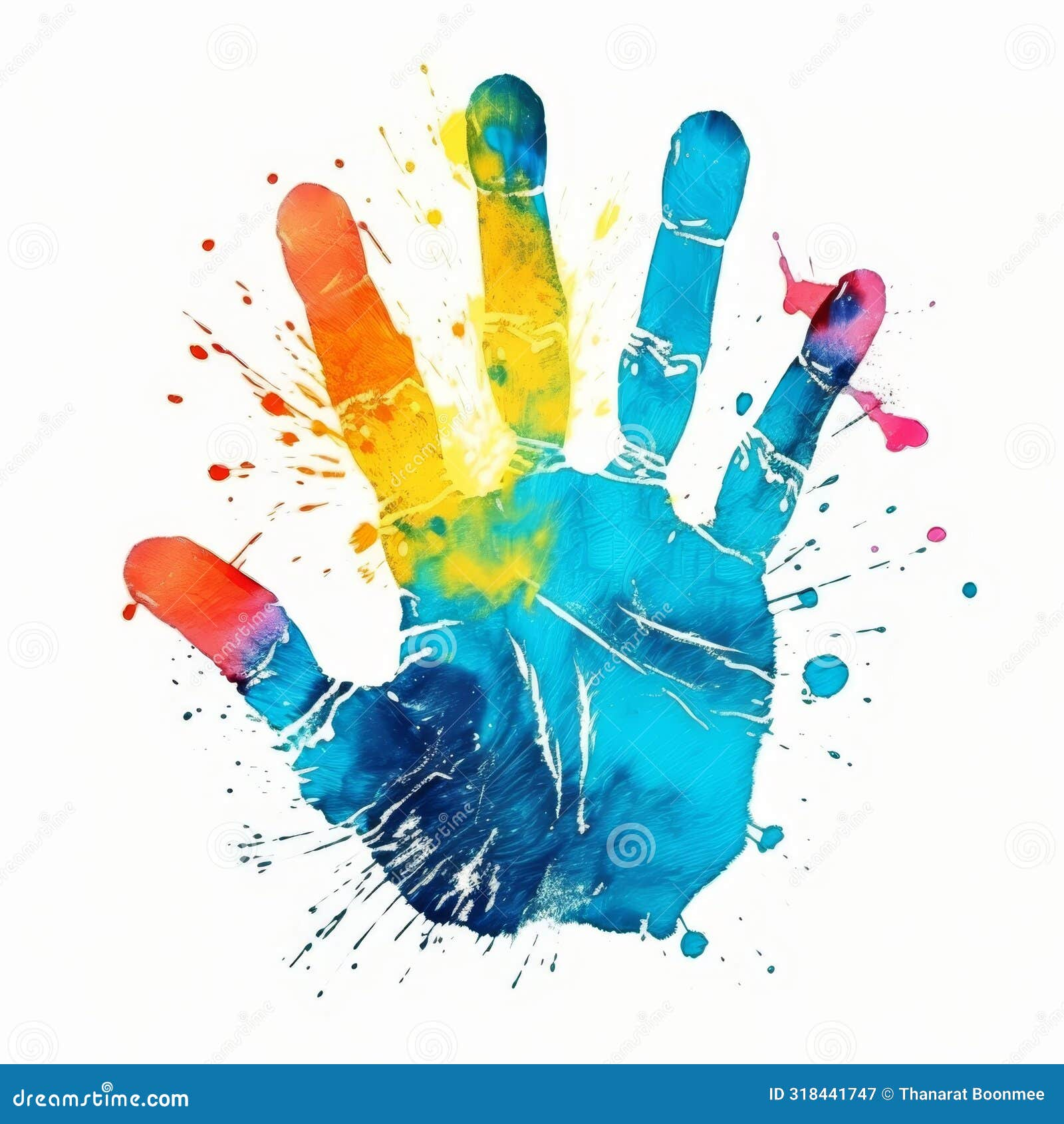 Description Vibrant Handprint Isolated On A Pure White Background, Ai ... regarding A Touch of Warmth Why the Brown Sphere Iron Frame Mirror Stands Out