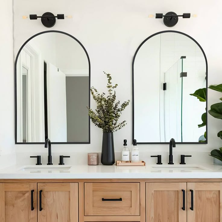 Dovelina Modern Metal Arched Wall Mirror Bathroom Vanity Mirror (Set Of ... with