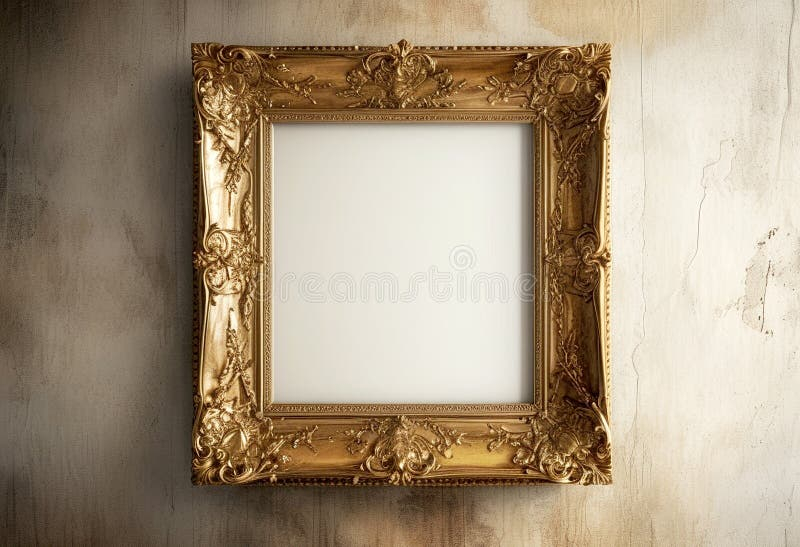 Elegant Golden Frame Awaiting A Masterpiece Against A Textured Wall ... pertaining to Your New Masterpiece Awaiting Its Place A Guide to Thoughtful Display