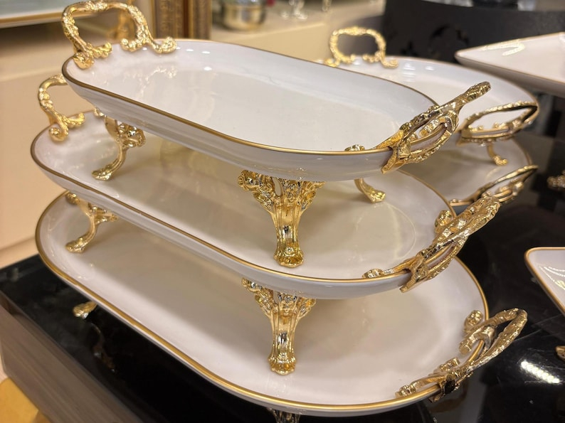 Elevate Your Table Setting With Our 3-Piece Gold Decorative Porcelain ... with