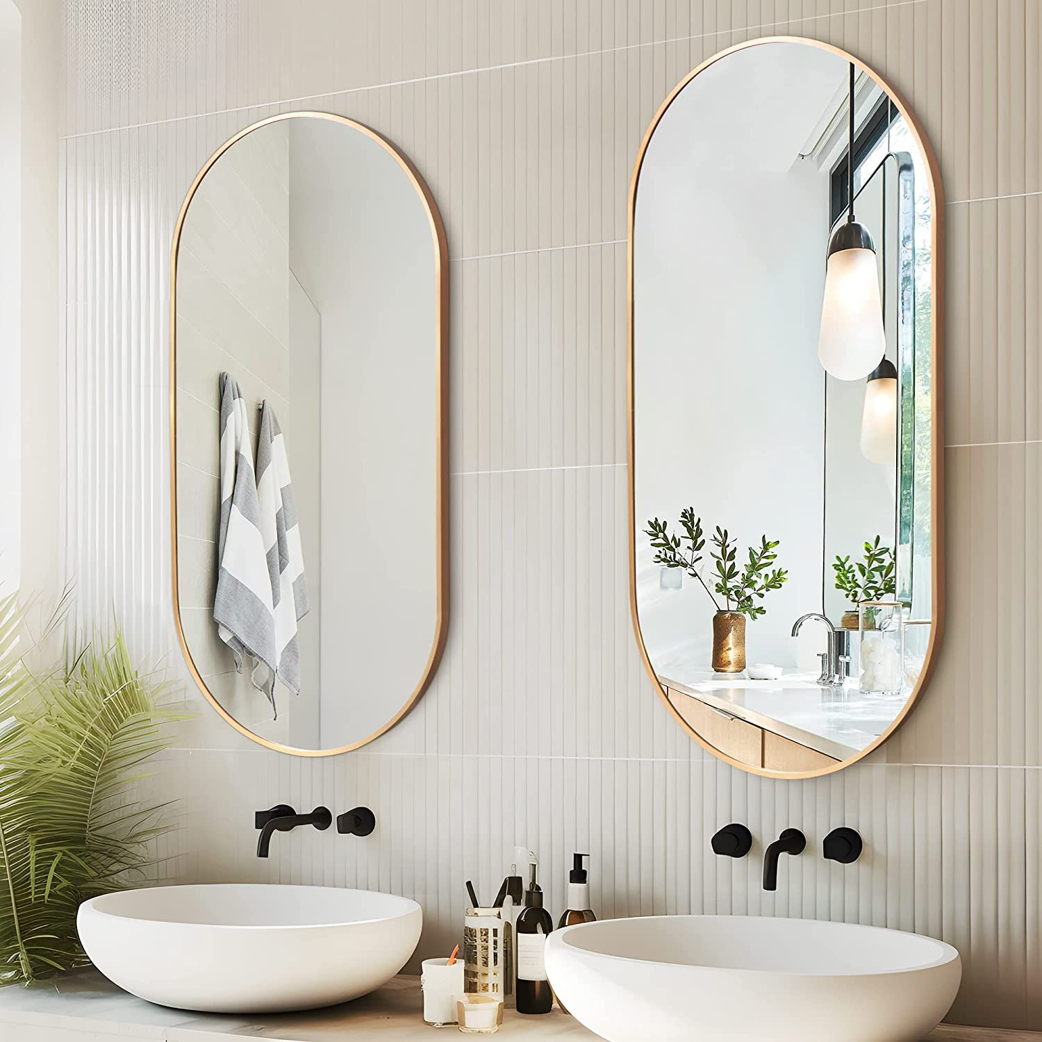 Gold Oval Bathroom Mirror throughout Bringing Warmth and Character with the Floro Oval Mirror