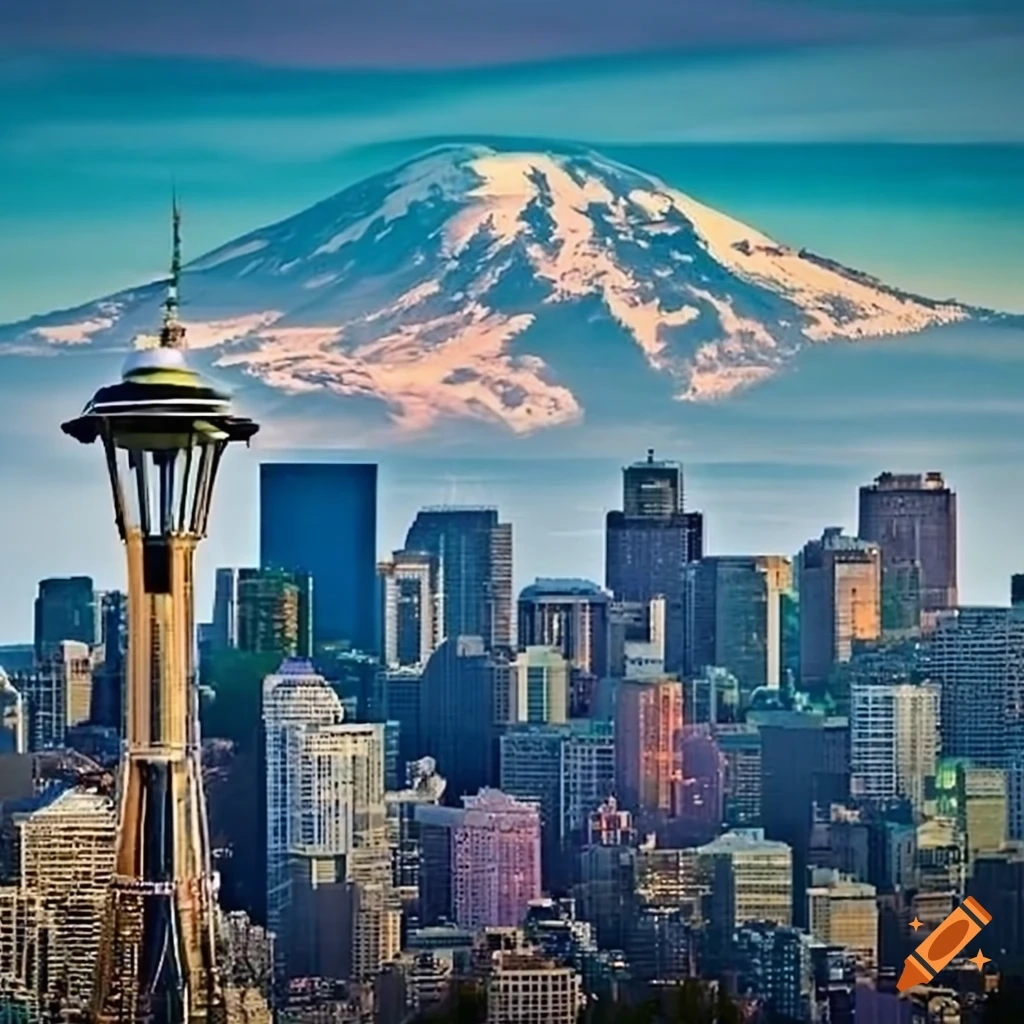 High-Resolution Photo Of Seattle Skyline With Space Needle And Mount ... regarding