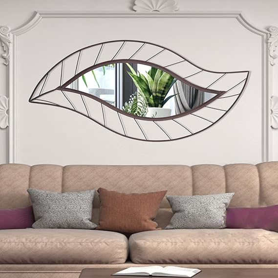 Ironsmithn Wall Mirror Mounted Decorative Mirror Leaf Stylish Decor For ... with regard to Unveiling the Craftsmanship Behind 3D Leaf Design Mirrors