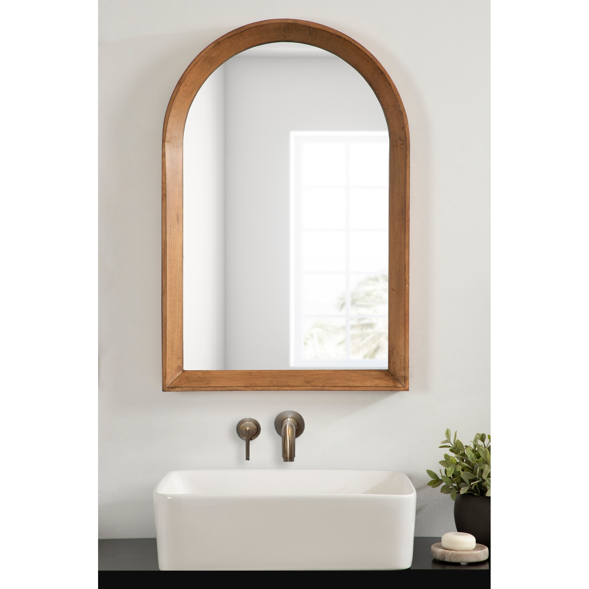 Kate And Laurel Palmer Wood Arch Mirror - 24X36 - On Sale - Bed Bath ... within Beyond the Bathroom Discovering New Uses for Arch Wall Mirrors