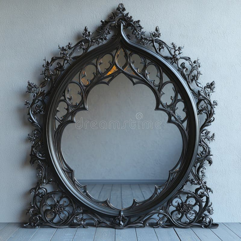 Magnificent Gothic Mirror Stands Prominently Dark Ornate Frame ... with