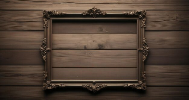 Premium Photo | Awaiting A Masterpiece Empty Wooden Frame On Rustic Wall regarding