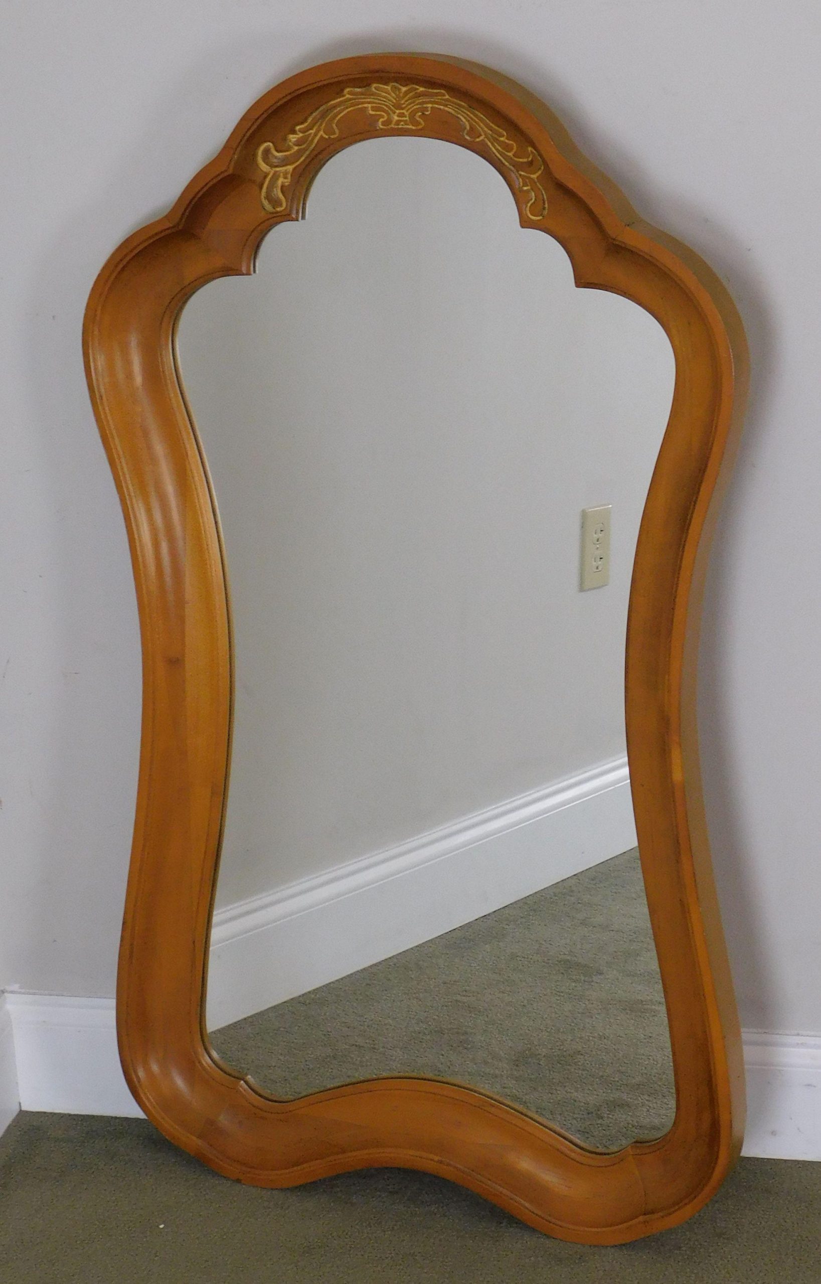 Provincial Style Scalloped Wood Frame Wall Mirror | Chairish in