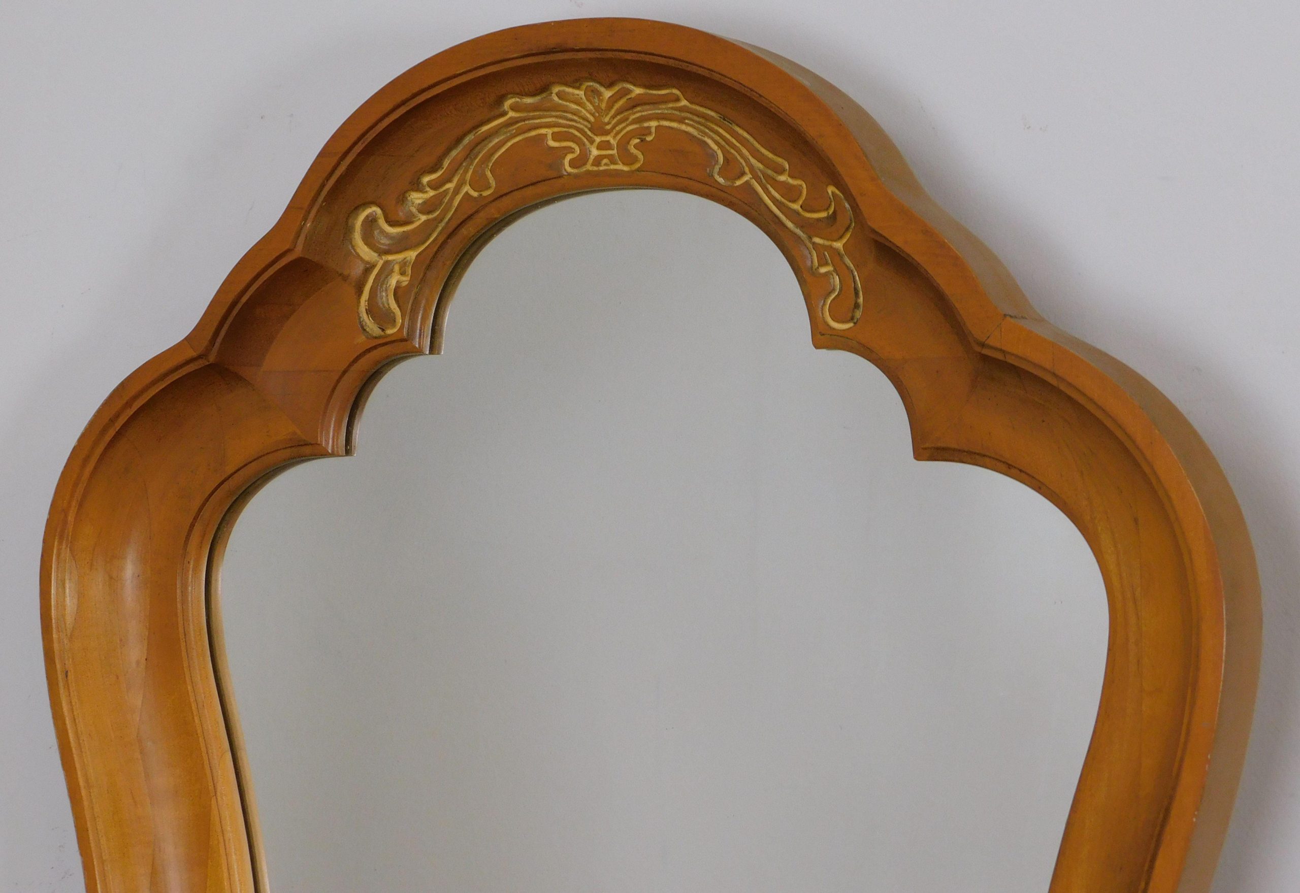 Provincial Style Scalloped Wood Frame Wall Mirror | Chairish with
