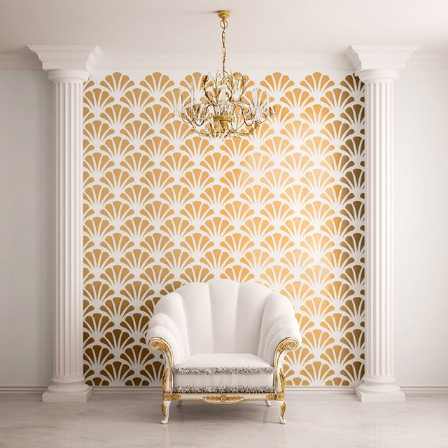 Scallop Shell Pattern Wall Stencil - Contemporary - Wall Stencils - By ... within