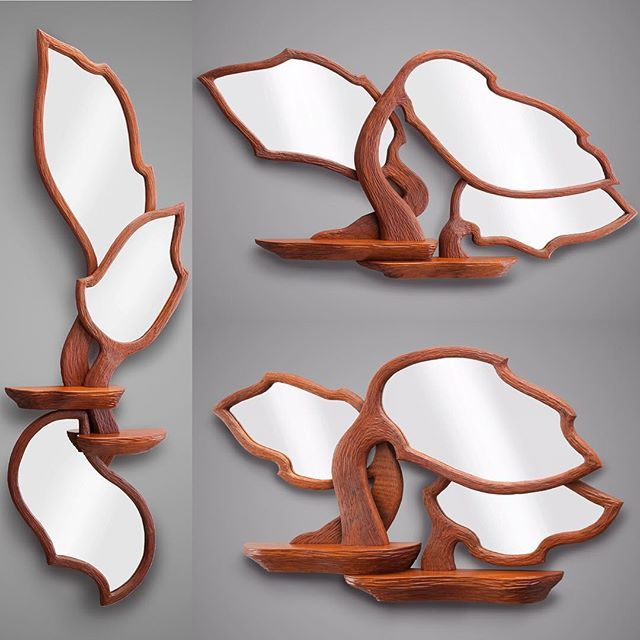 Silhouette Mirror: A Trio Of Leaf-Shaped Mirrors Are Gracefully Framed ... inside Unveiling the Craftsmanship Behind 3D Leaf Design Mirrors