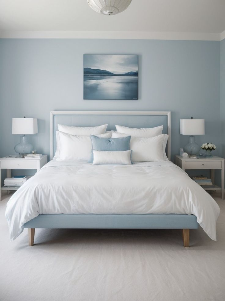 Transform Your Bedroom With Stunning Light Blue Wall Art! | Blue ... regarding Transform Your Bedroom with Captivating Wall Art Ideas