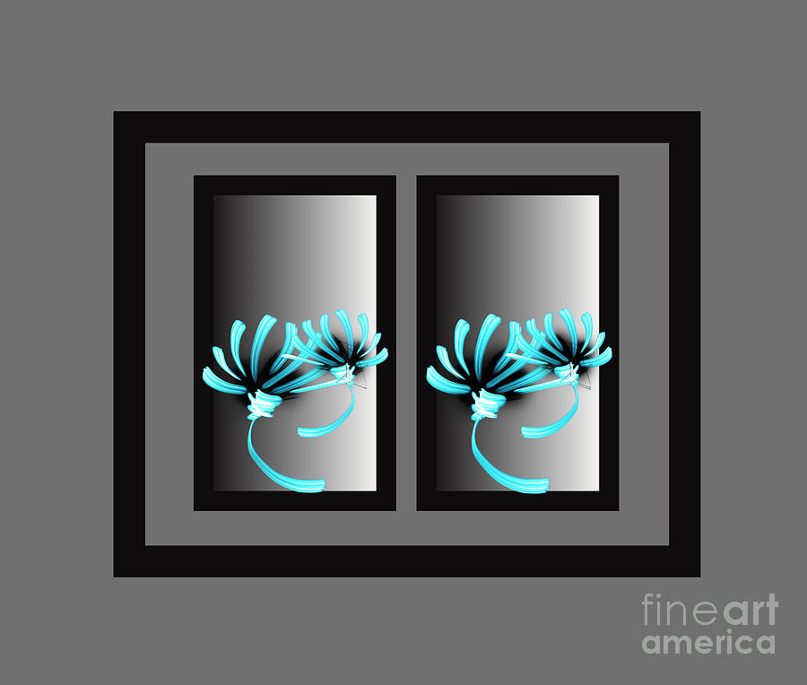 Turquoise Blooms In Cool Gray Frames Digital Art By Peta Brown - Fine ... intended for A Deep Dive into the Allure of Turquoise Bloom Large Rustic Mirrors