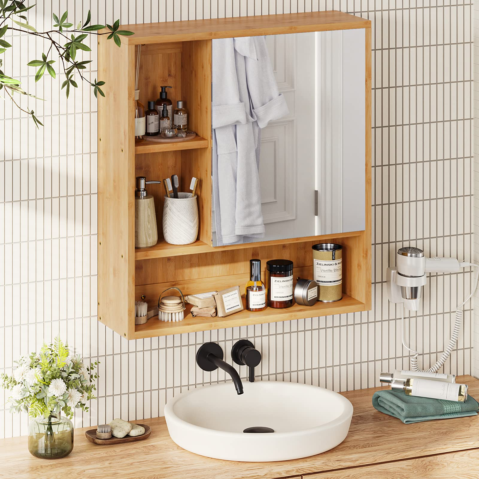 Viagdo Bathroom Mirror Cabinet With Doors, Bathroom Cabinet With Mirror ... throughout Integrating Form and Function A Guide to Modern Mirror Shelves