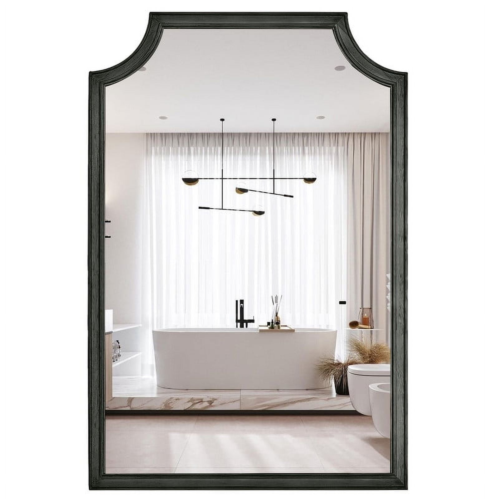 Wallbeyond 20"×30" Scalloped Wood Frame Farmhouse Bathroom Vanity Wall ... for