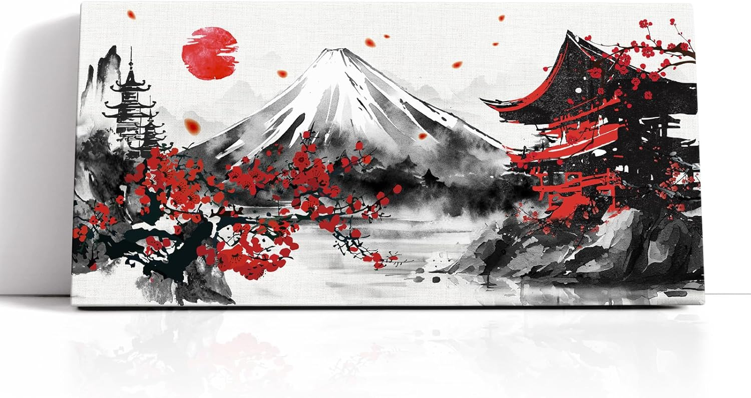 Amazon.com: Japanese Ink Painting Wall Art Ink Churei Pagoda And Mount ... within