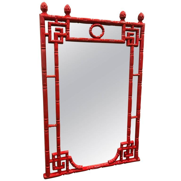 Chinese Chippendale Style Red Lacquered Faux Bamboo Mirror For Sale At ... regarding The Allure of the Chippendale Mirror in Red Asian Interiors
