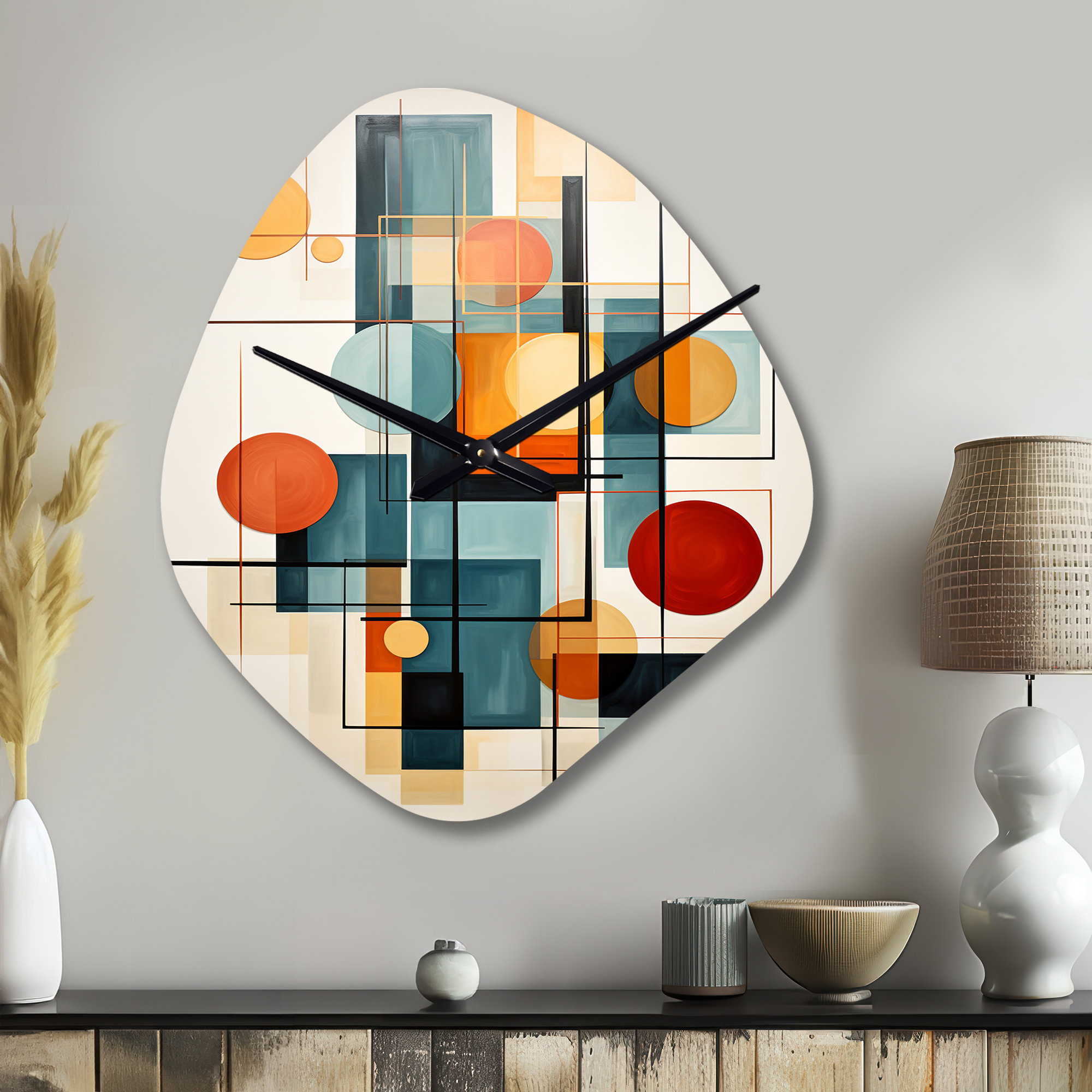 Design Art Colorful Mid Century Retro Reflections Iv - Nebula Shape ... throughout