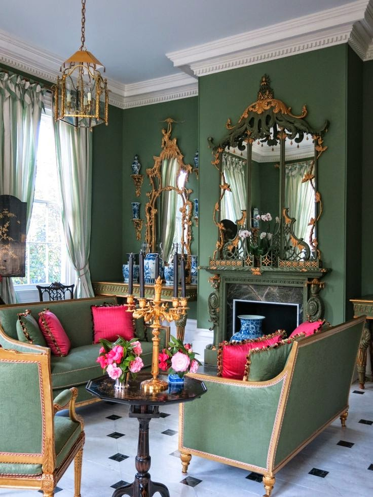 Eye For Design: Decorating In Chinese Chippendale Style in The Allure of the Chippendale Mirror in Red Asian Interiors