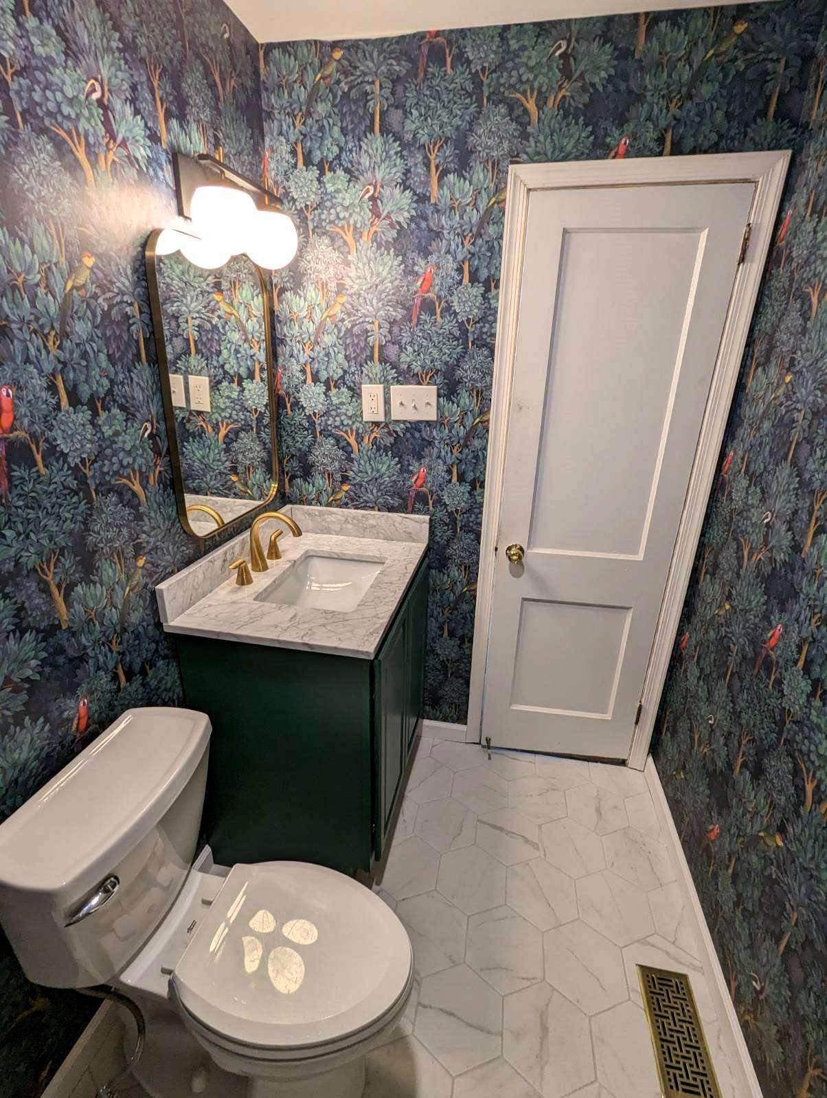 From Drab to Dreamy 4 Bathrooms Get a Wallpaper Makeover