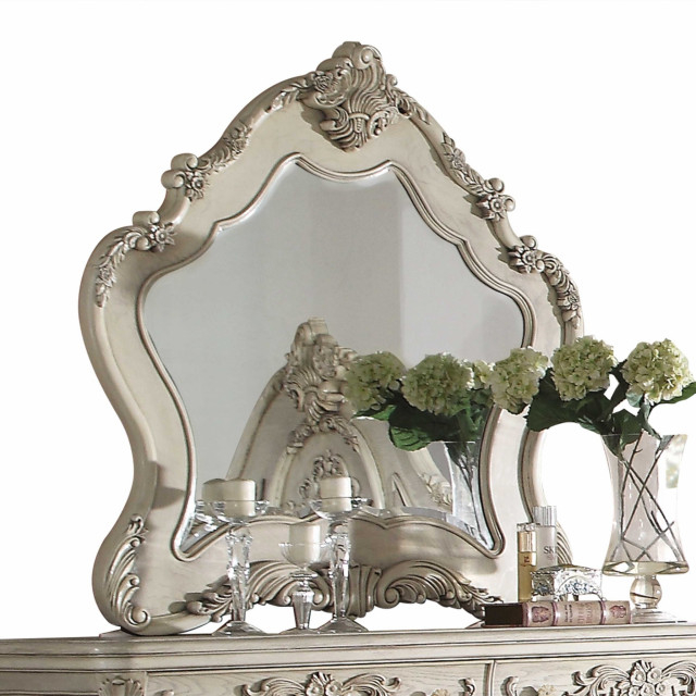 Homeroots 3" X 46" X 48" Antique White Wood Mirror - Victorian - Wall ... for The Artisan Craftsmanship Behind HomeRoots Antique Boho Mirrors