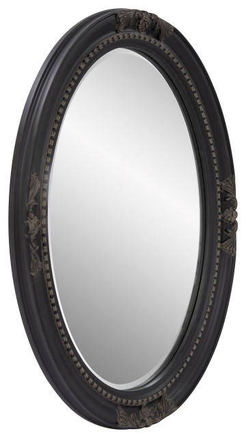Homeroots Oval Shaped Antique Black Finish Wood Frame Mirror ... regarding