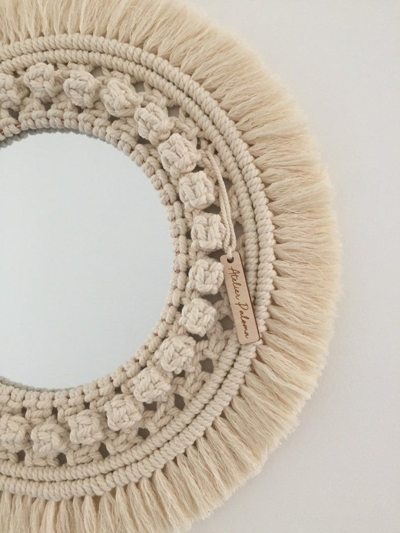 Macrame Round Mirror Macrame Mirror Bohemian Style | Etsy In 2021 ... pertaining to The Artisan Craftsmanship Behind HomeRoots Antique Boho Mirrors