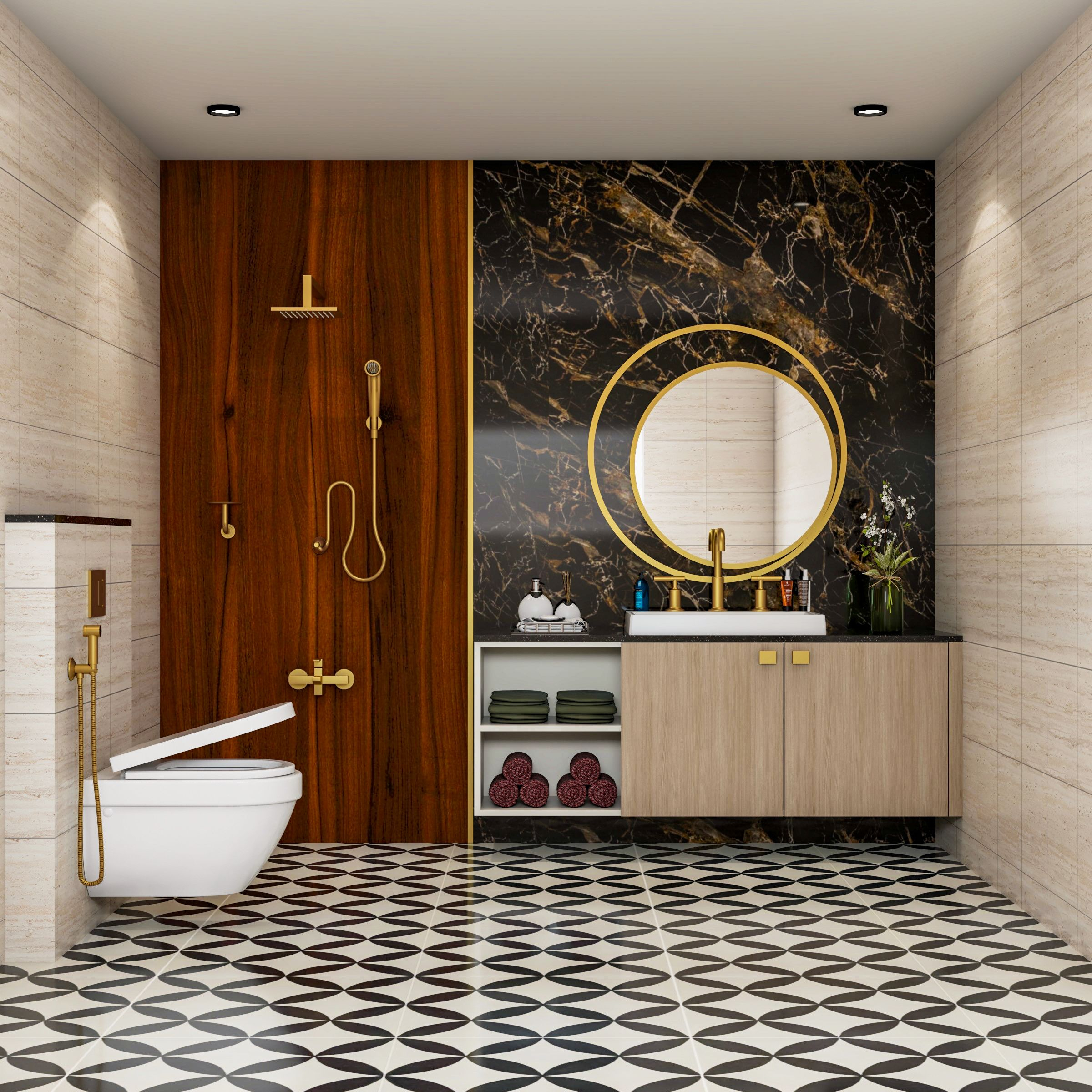 Unleash Your Inner Designer 5 Bathrooms That Master Geometric Wall Patterns