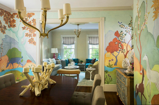 The Power of Art A Formal Dining Room’s Joyful Mural Transformation