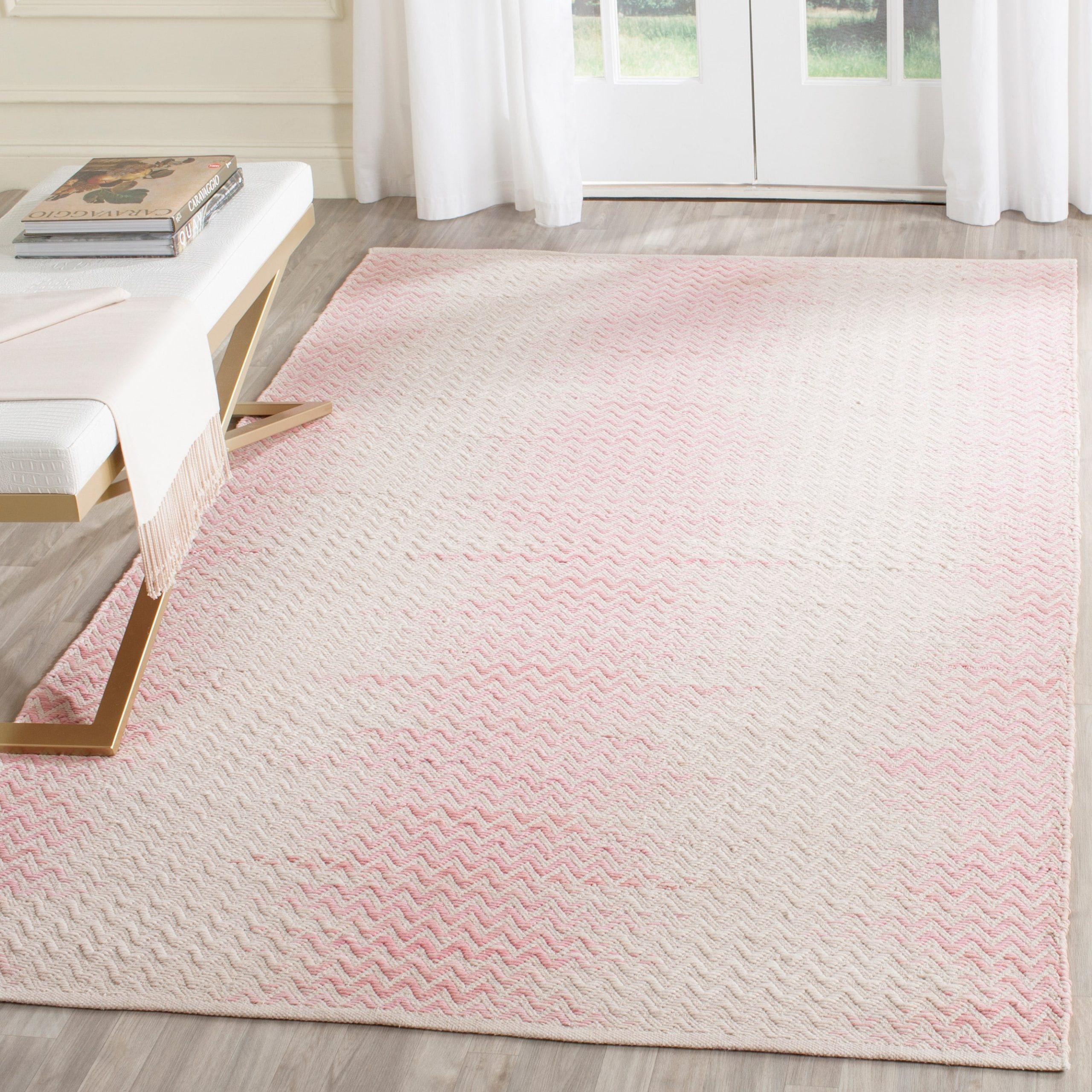 Safavieh Cotton Kilim Kadence 8 X 10 (Ft) Cotton Light Pink/Ivory ... regarding Adding Light and Airiness with the Safavieh By The Sea Mirror White
