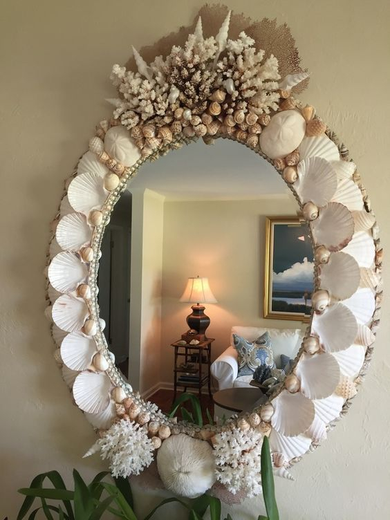 Shell Mirrors - Seashore Chic... Note Placement Of Scallops. They Add ... with regard to Adding Light and Airiness with the Safavieh By The Sea Mirror White
