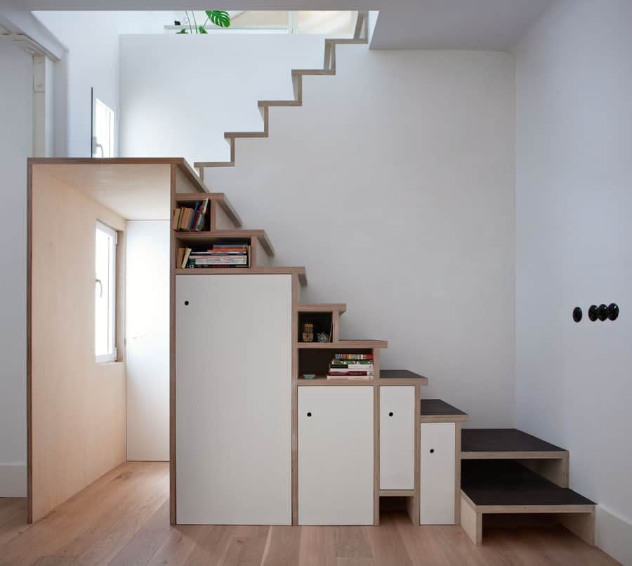 Space Saving Stair Storage Design In Plywood throughout Mastering Space Efficiently The Power of Integrated Storage Walls