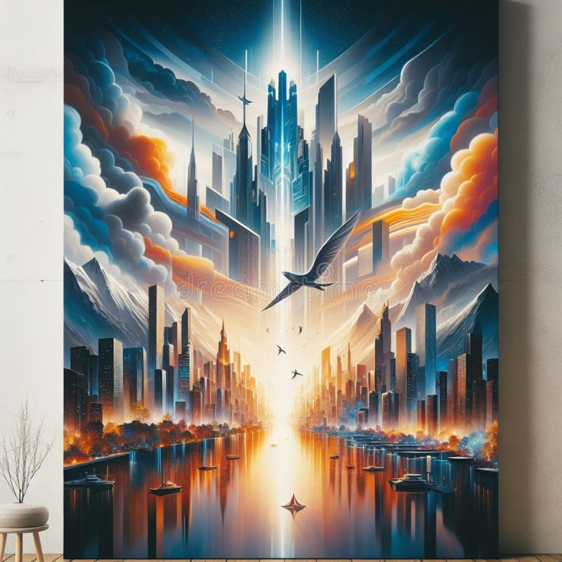 "Urban Serenity: Elevate Your Space With A Skyline Wall Art" Stock ... with regard to