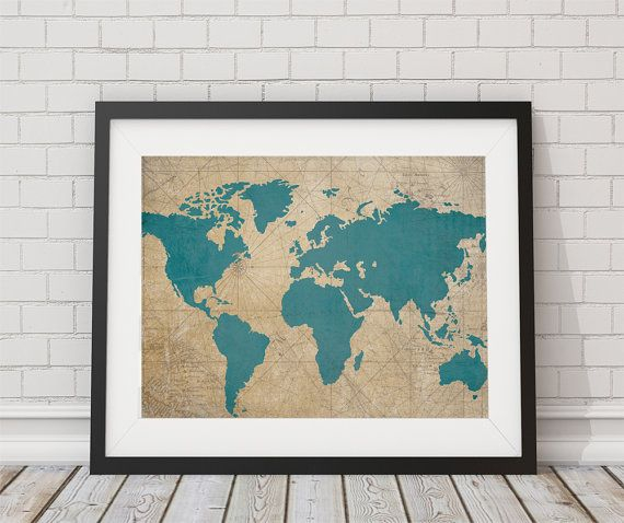 Vintage Teal World Map - Wanderlust Art For Your Walls with Where Wanderlust Meets Walls Creating a Map-Centric Ambiance