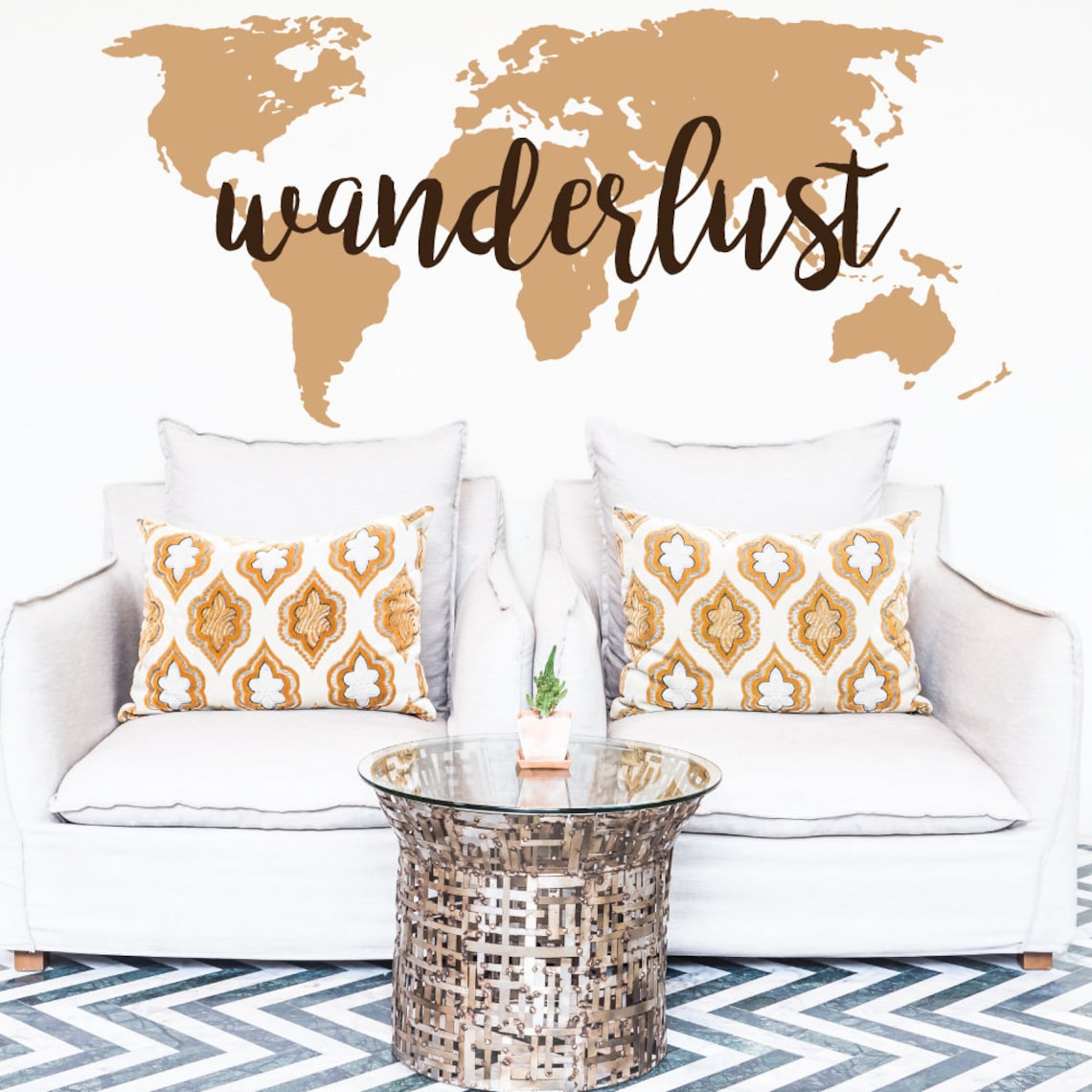 Wanderlust World Map Wanderlust Decal World Map Decal | Etsy in