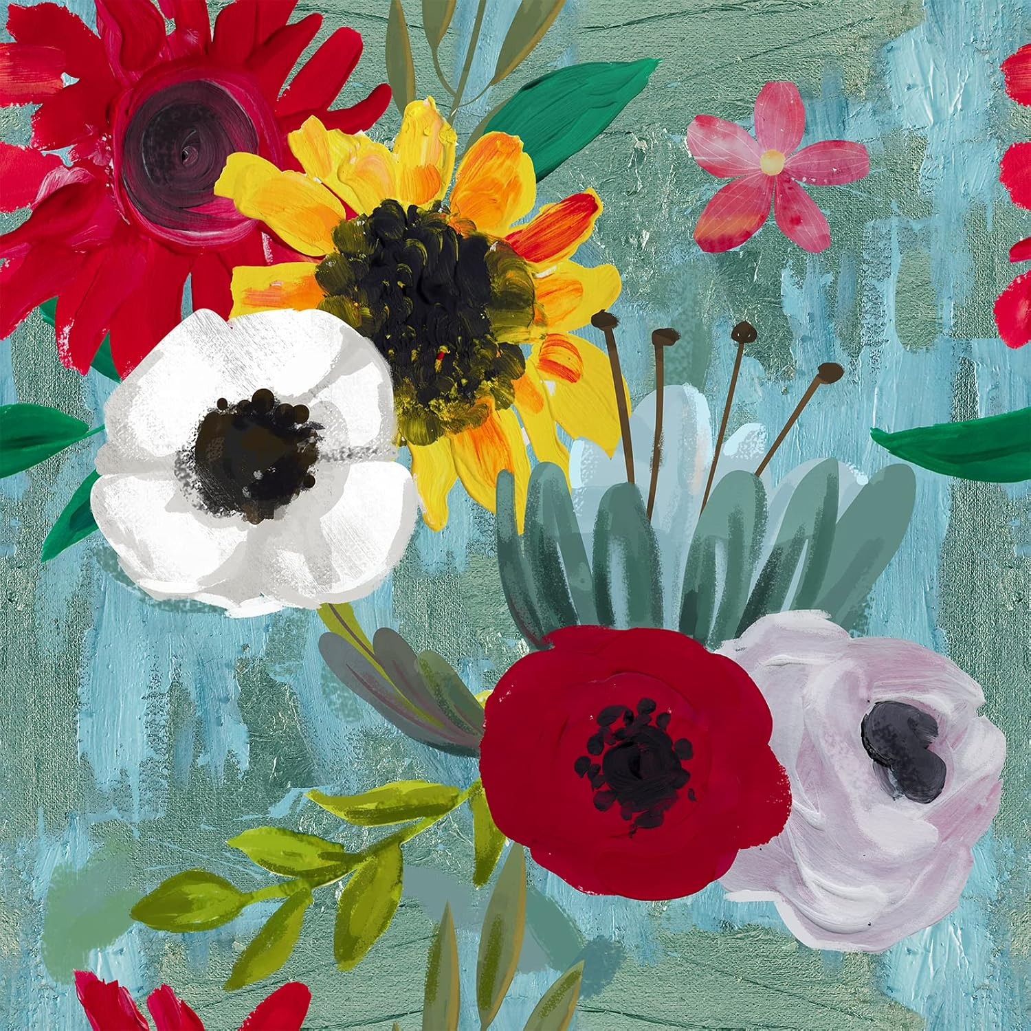 Cre8Tive Blooming Floral Peel And Stick Wallpaper - 24"X118" Blue, Red ... regarding Medium Blooming Parade Wall Decor