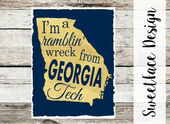 Georgia Tech Canvas Fight Song Sign Ramblin By Sweetfacedesign intended for Georgia Tech 26"X15" Fight Song Mirror By Holland Bar Stool Company